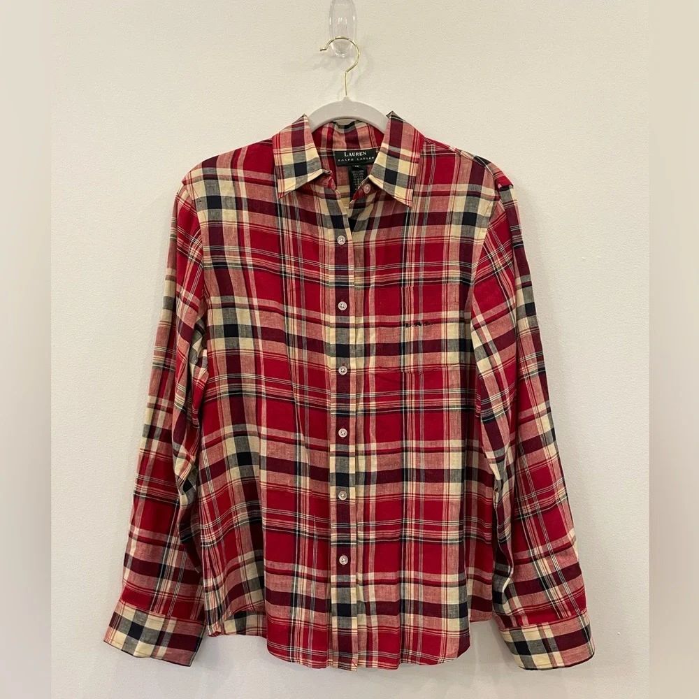 Ralph Lauren Linen Plaid Red Shirt